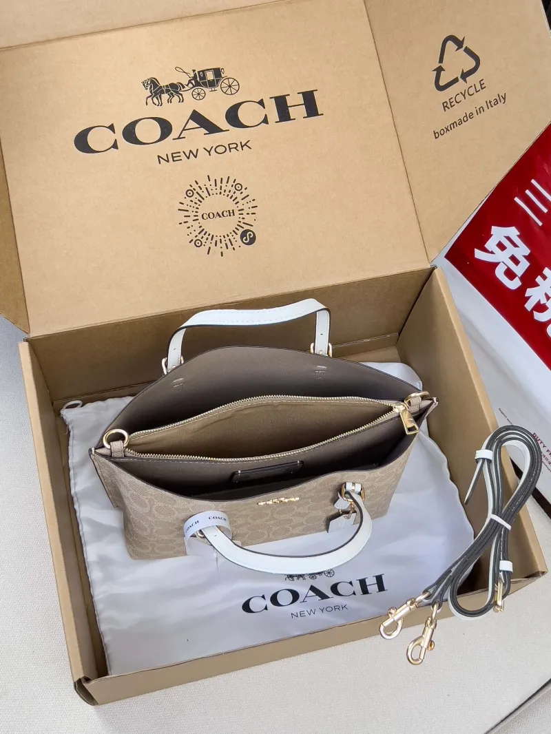 Coach Signature Tote Bag Light Beige White - Image 5