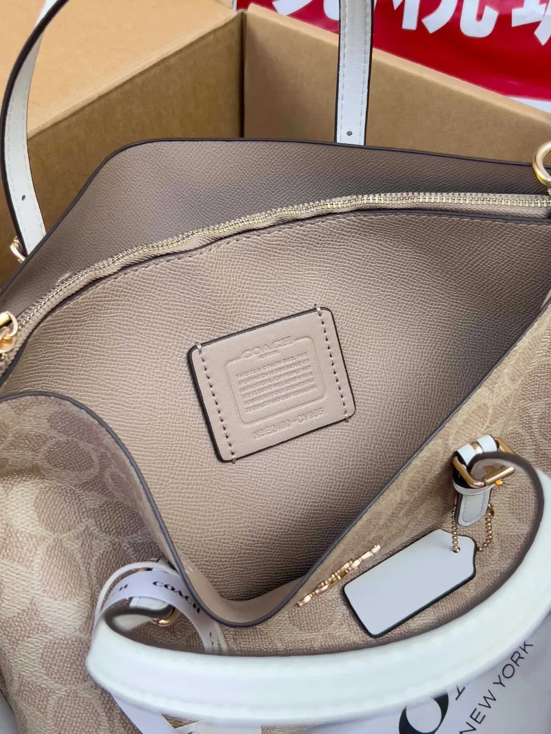 Coach Signature Tote Bag Light Beige White - Image 6