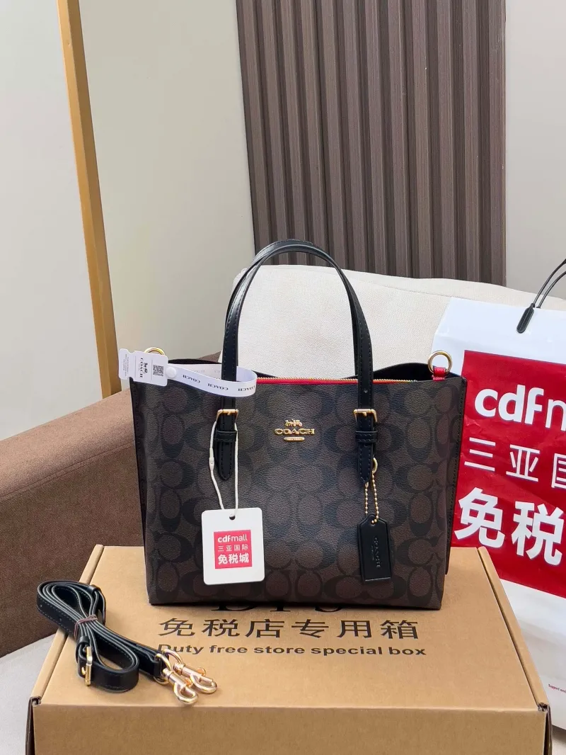 Coach Dark Brown Signature Tote Handbag - Image 4