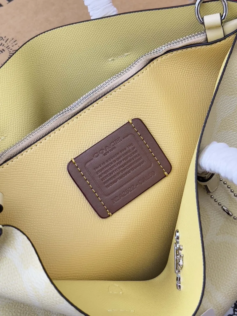 Coach Pale Yellow Signature Tote Bag with Strap - Image 6