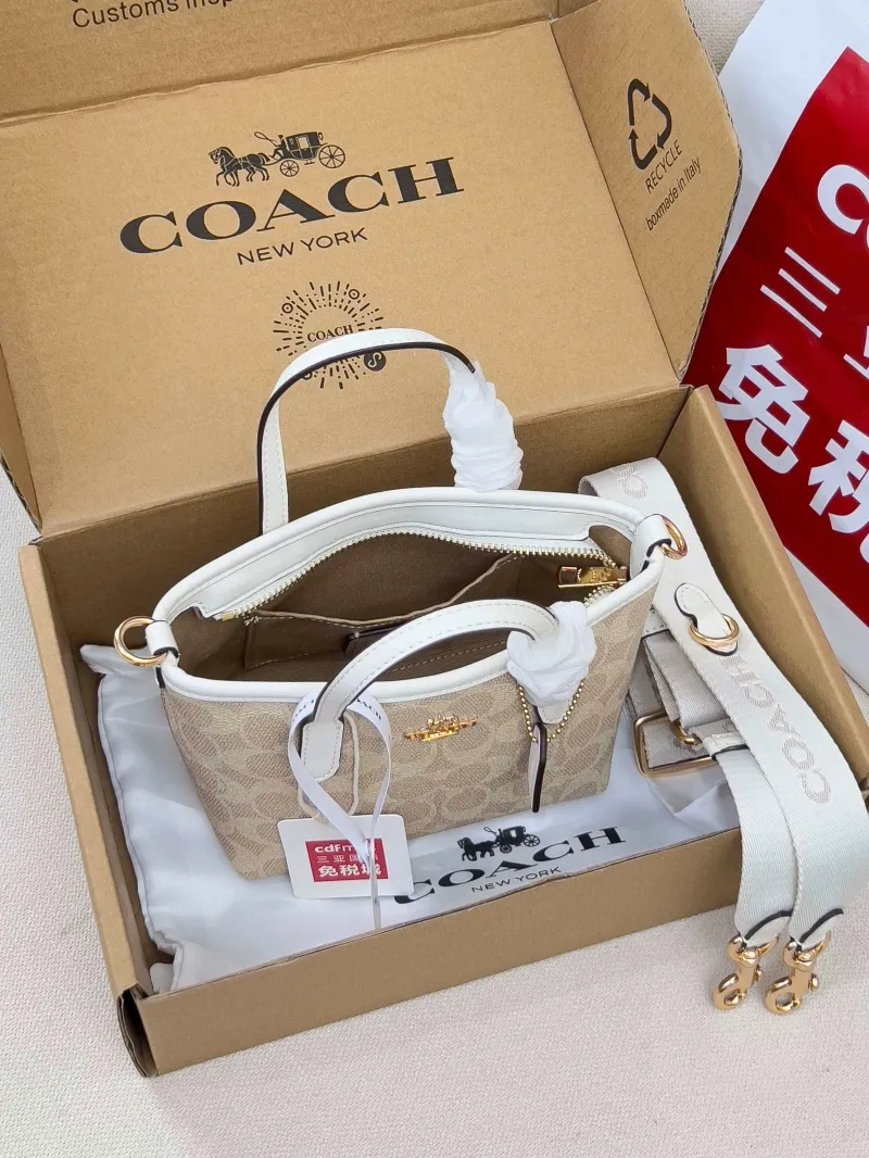 Coach Mini Beige White Crossbody Bag - Image 5