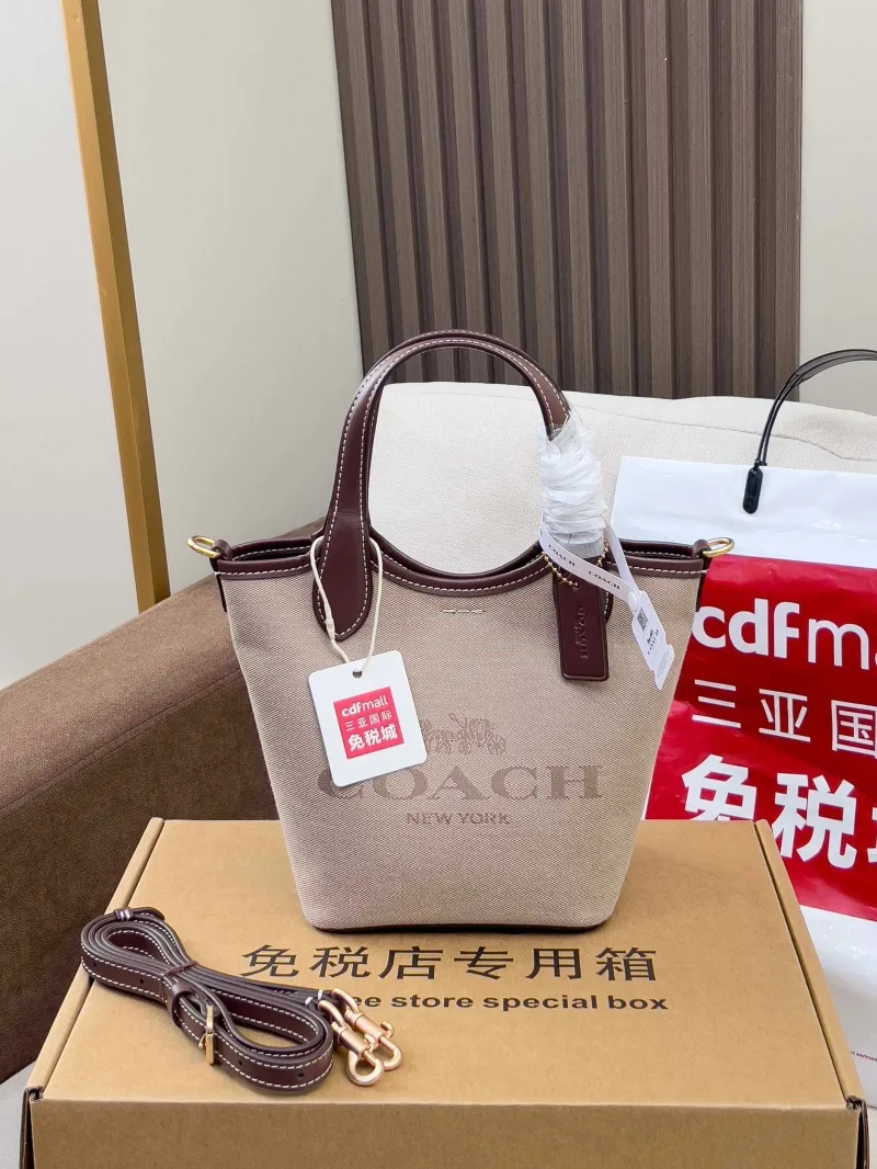 Coach Beige Brown Mini Crossbody Tote Bag - Image 4