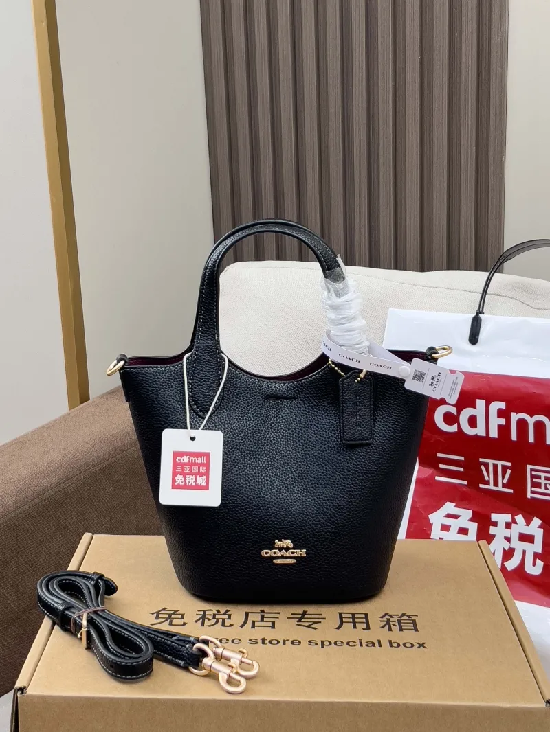 Coach Black Small Bucket Handbag With Strap - Image 4