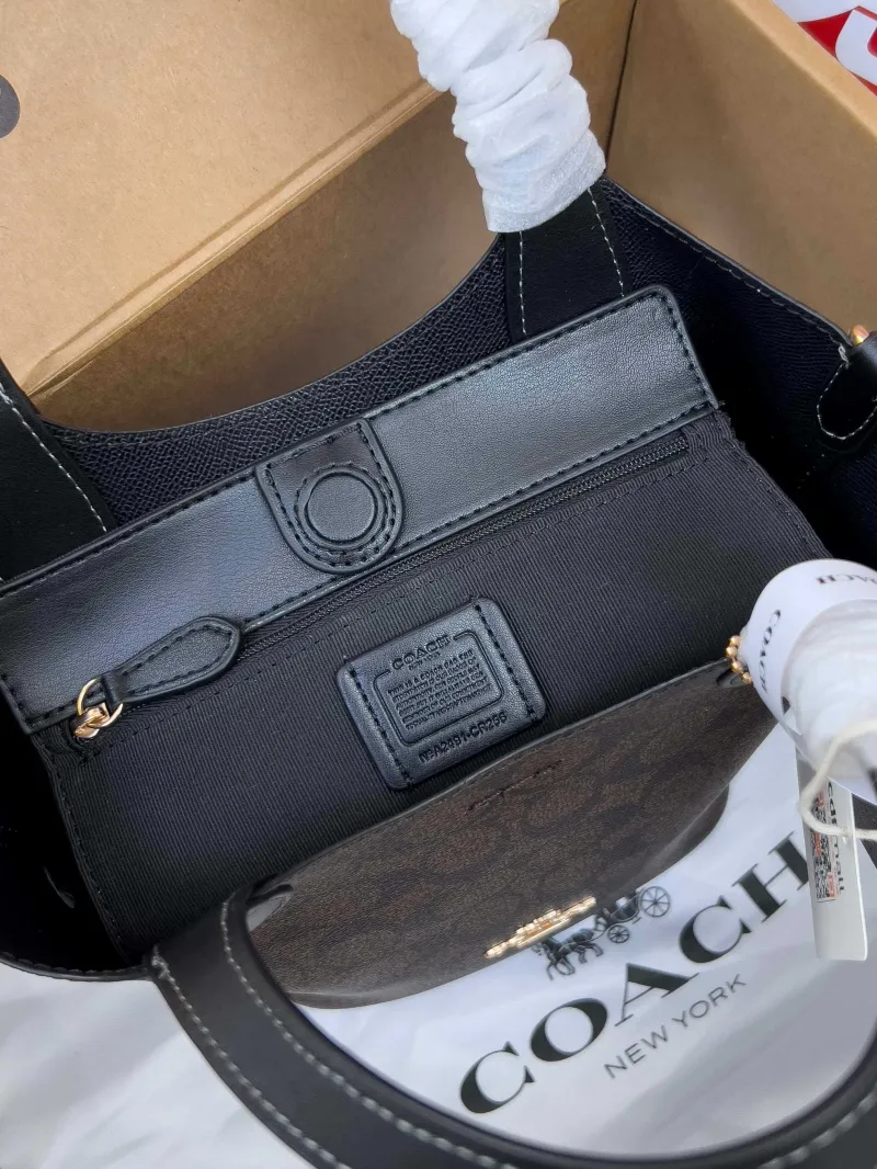 Coach Dark Brown Signature Small Bucket Crossbody Bag - Image 5