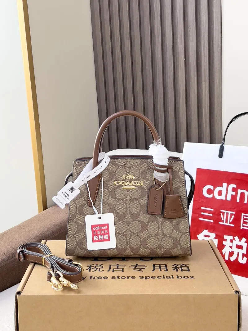 Coach Brown Signature Mini Crossbody Tote Bag - Image 4