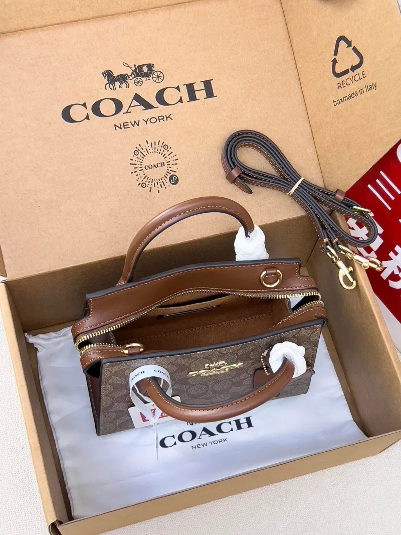 Coach Brown Signature Mini Crossbody Tote Bag - Image 5