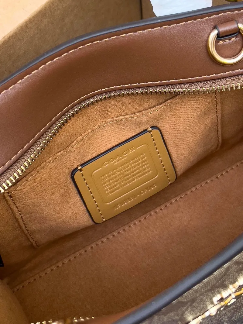 Coach Brown Signature Mini Crossbody Tote Bag - Image 6