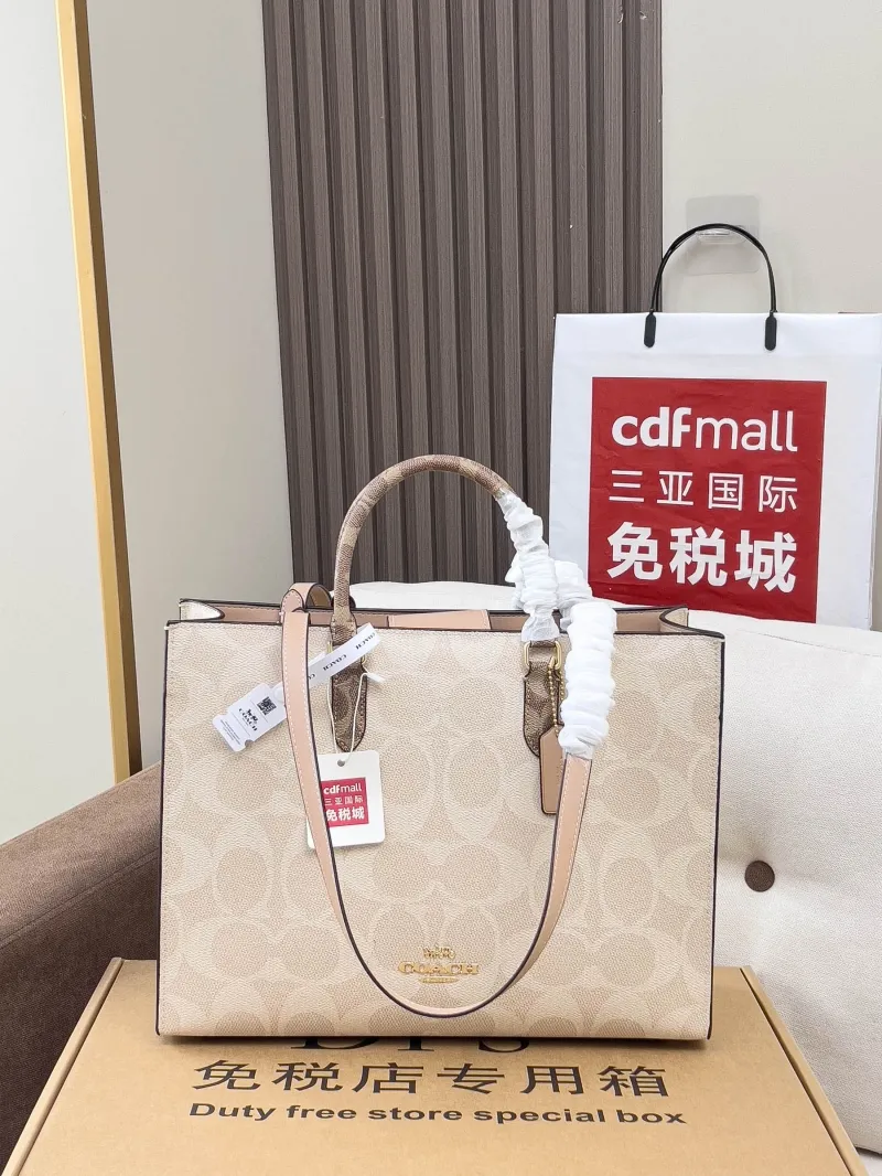 Coach Signature Shopping Tote Bag Light Beige - Image 4
