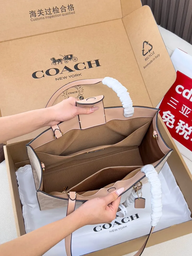 Coach Signature Shopping Tote Bag Light Beige - Image 5