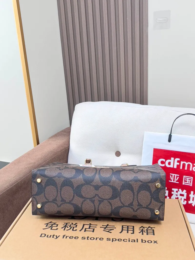 Coach Brown Signature Canvas Tote Bag - Image 3