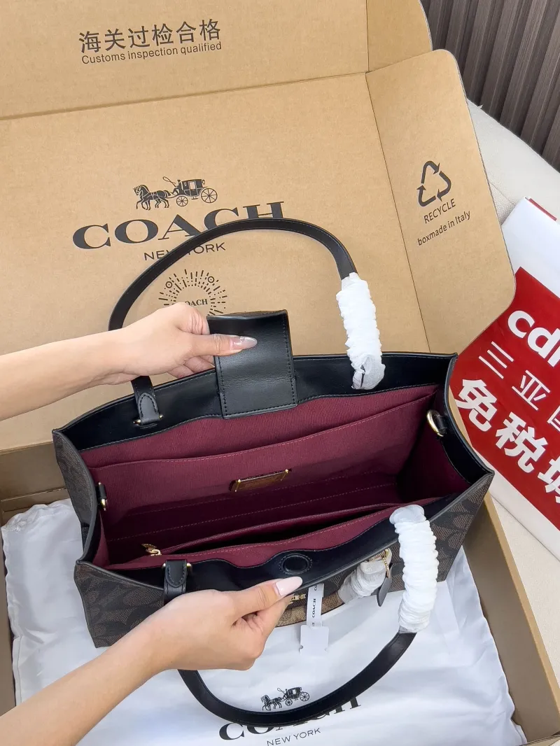 Coach Brown Signature Canvas Tote Bag - Image 5