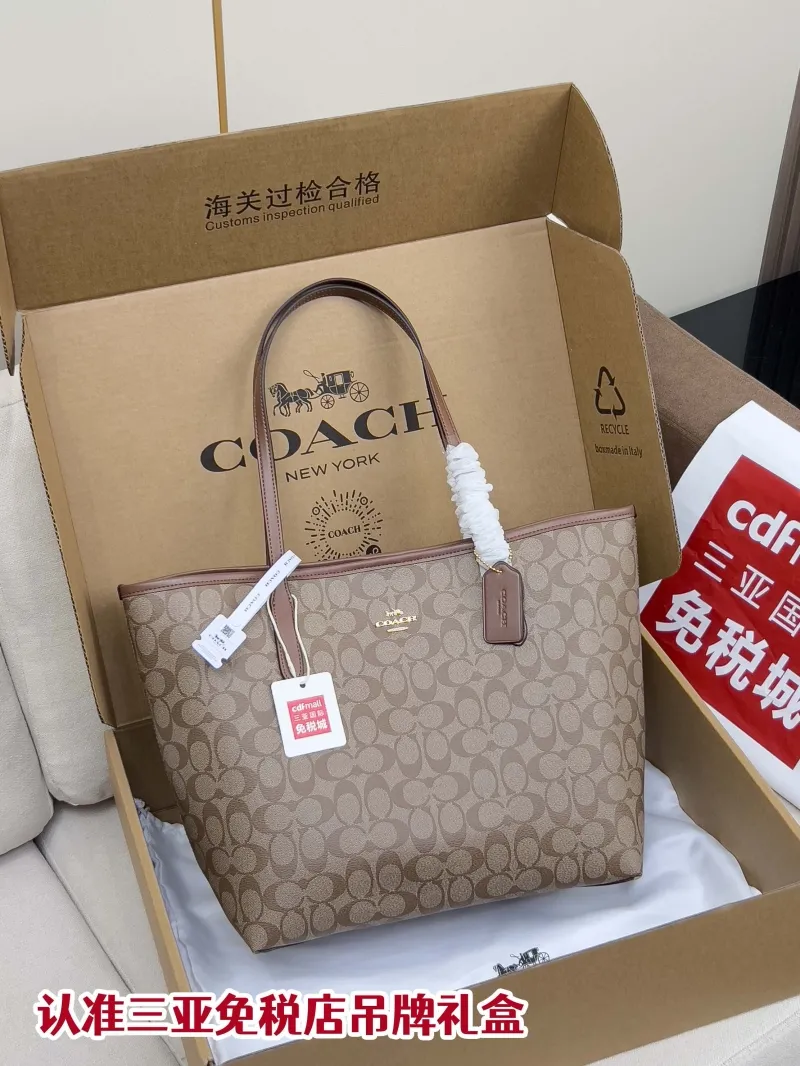 Coach New York Signature Tote Bag Khaki