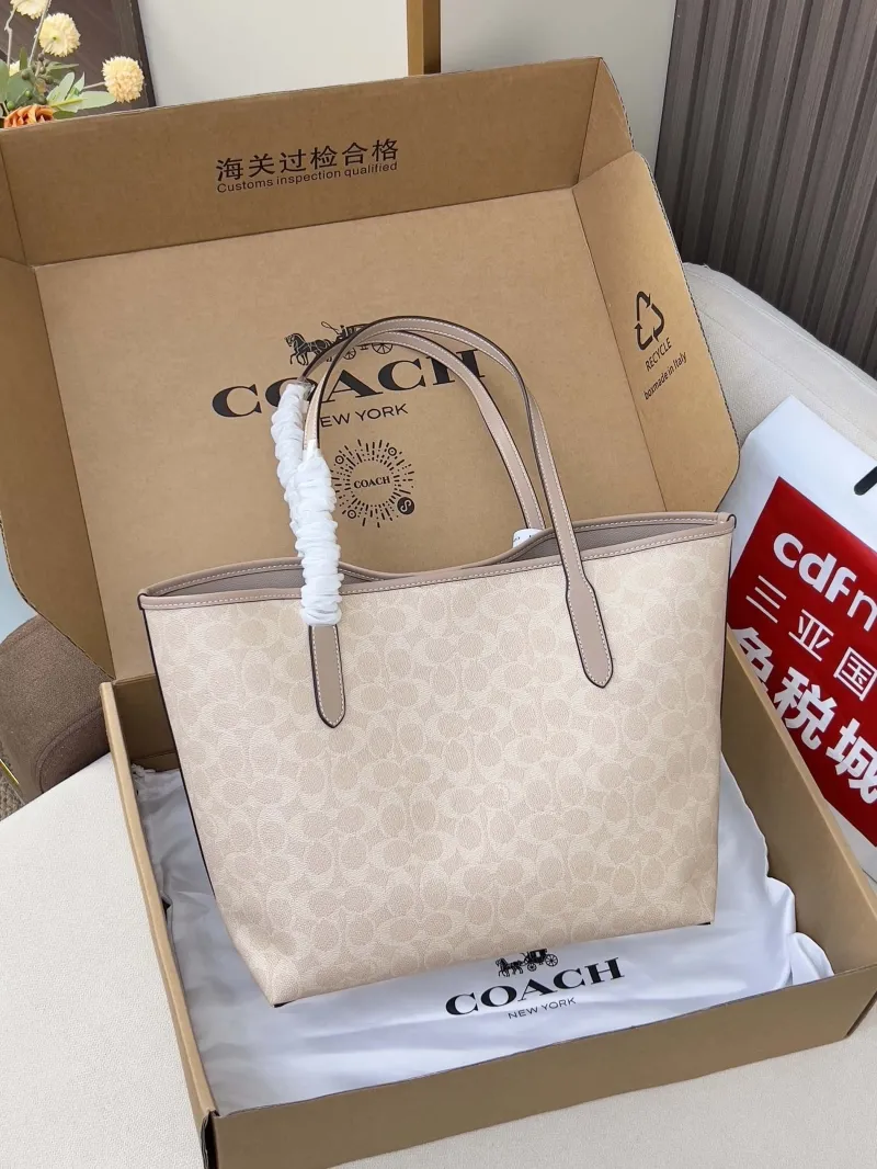 Alternative view of Coach Light Beige Signature Tote Bag