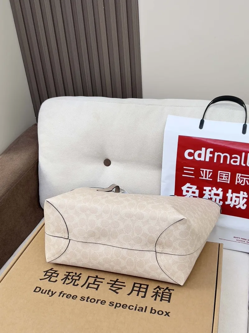 Coach Light Beige Signature Tote Bag - Image 3