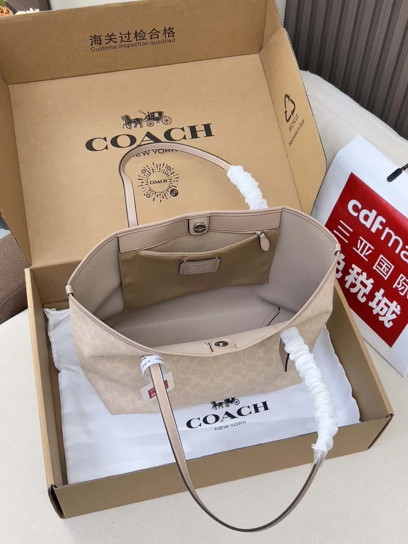 Coach Light Beige Signature Tote Bag - Image 5