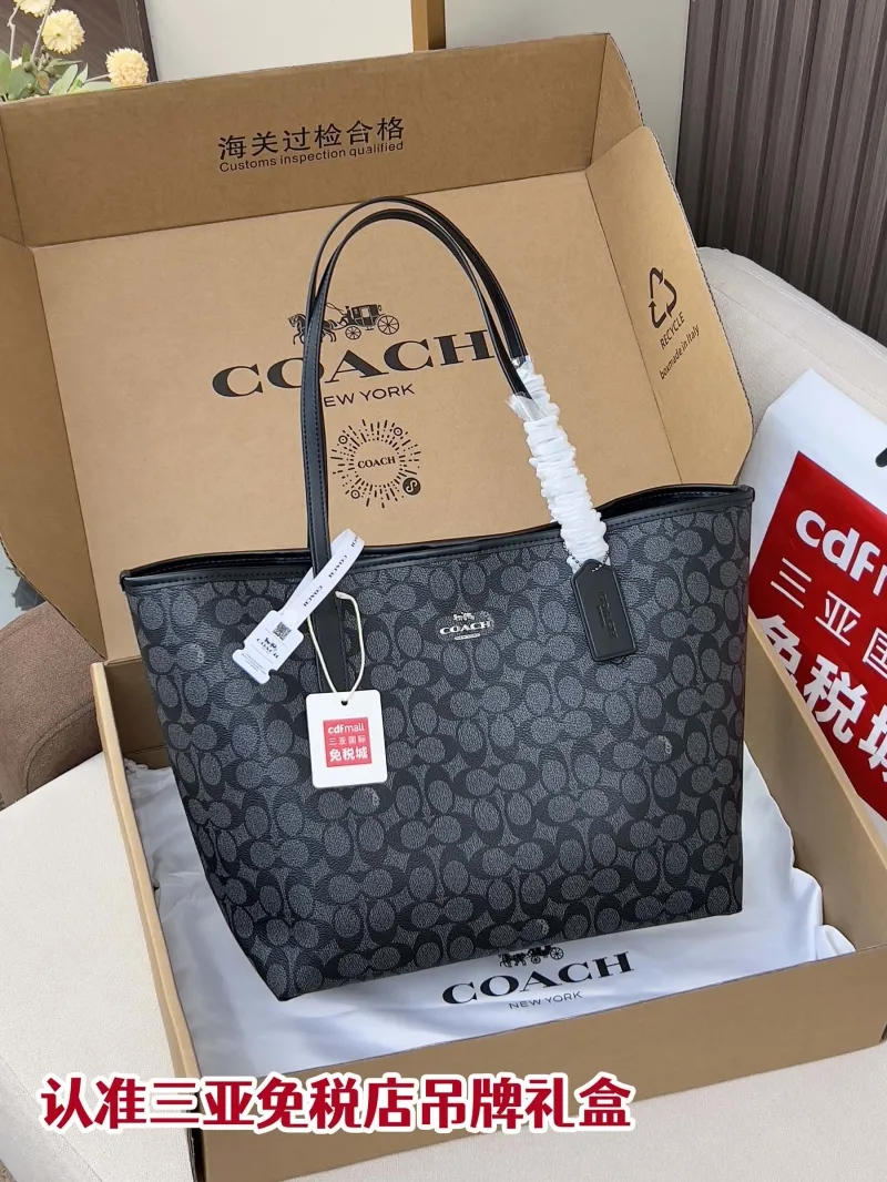 Coach Black Monogram Tote Bag
