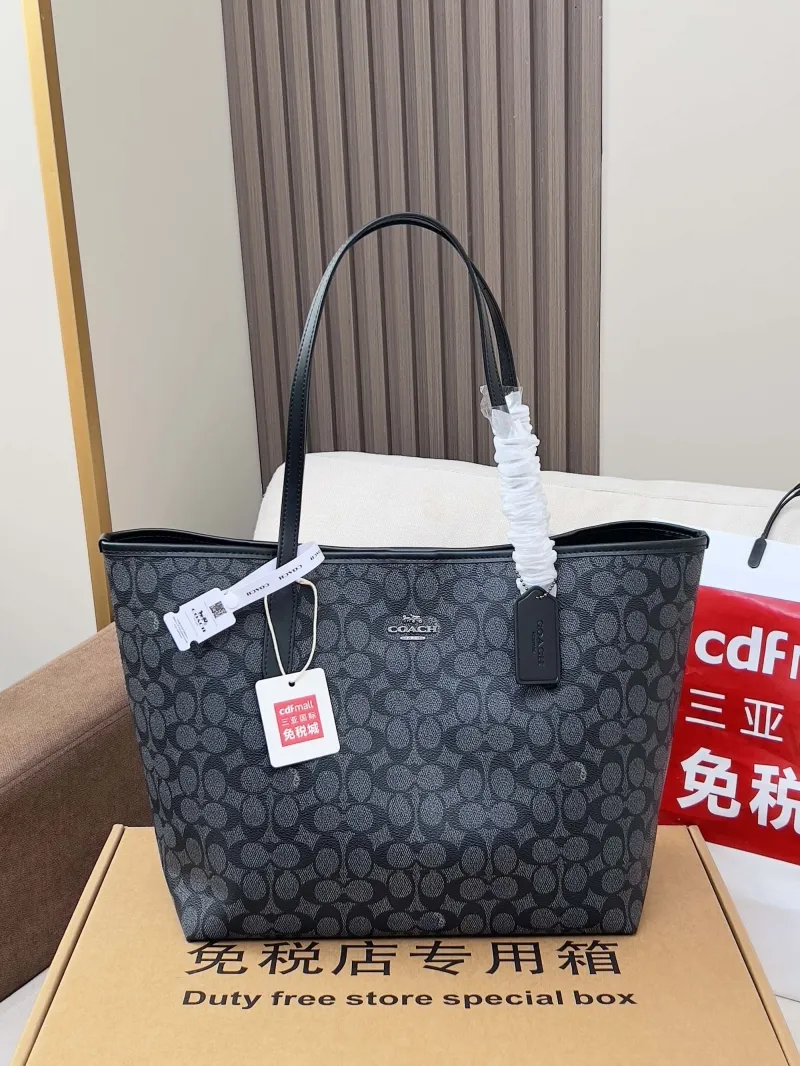 Coach Black Monogram Tote Bag - Image 4