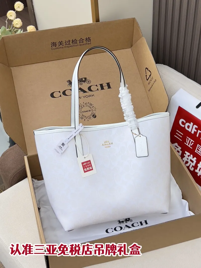 Coach White Tote Bag Luxury Shopping Bag