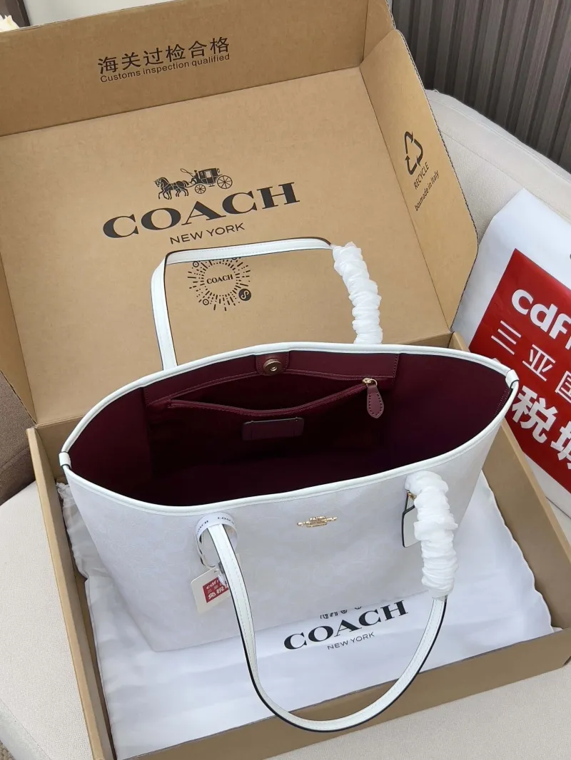 Coach White Tote Bag Luxury Shopping Bag - Image 5