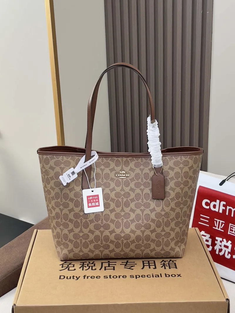 Coach Brown Signature Shopping Tote Bag - Image 4