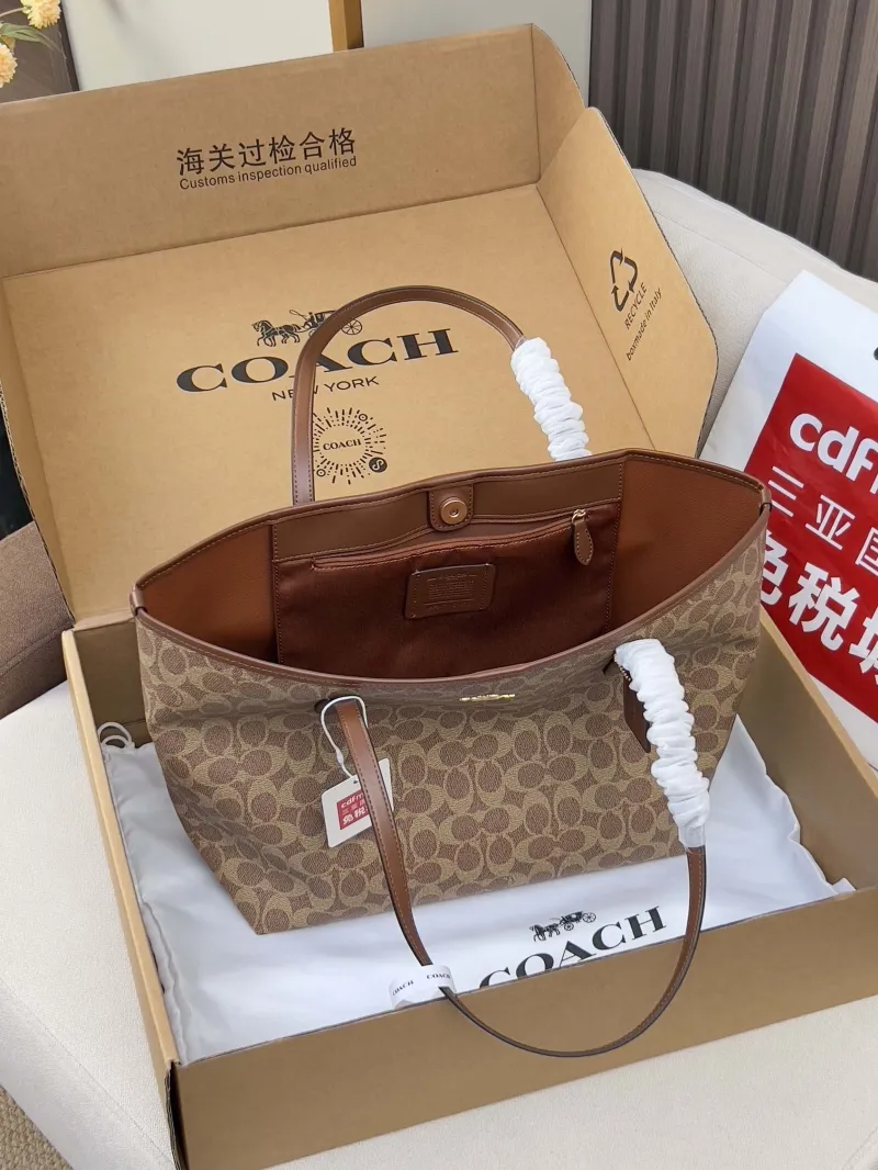 Coach Brown Signature Shopping Tote Bag - Image 5