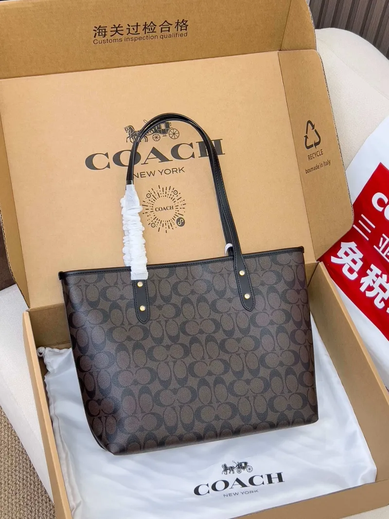 Alternative view of Coach Signature Tote Bag Dark Brown