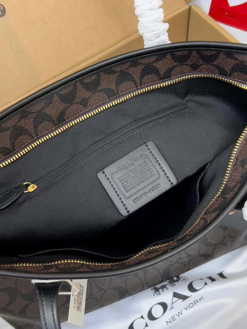 Coach Signature Tote Bag Dark Brown - Image 6