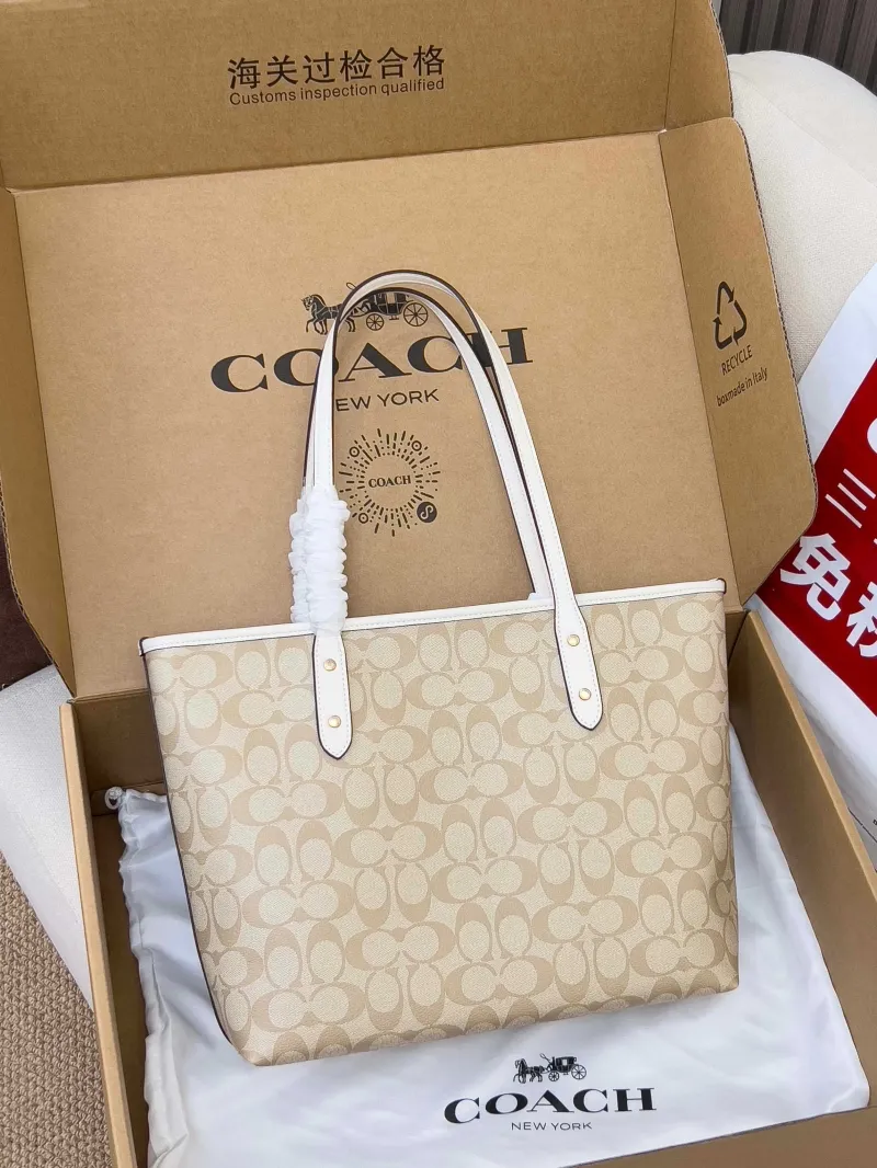Alternative view of Coach Light Beige Signature Tote Bag