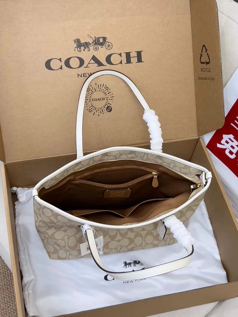 Coach Light Beige Signature Tote Bag - Image 5
