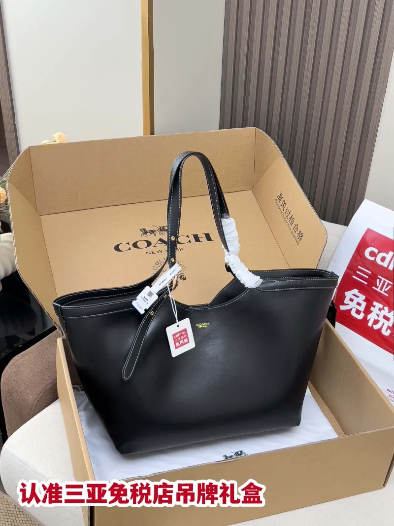Coach Black Leather Tote Bag