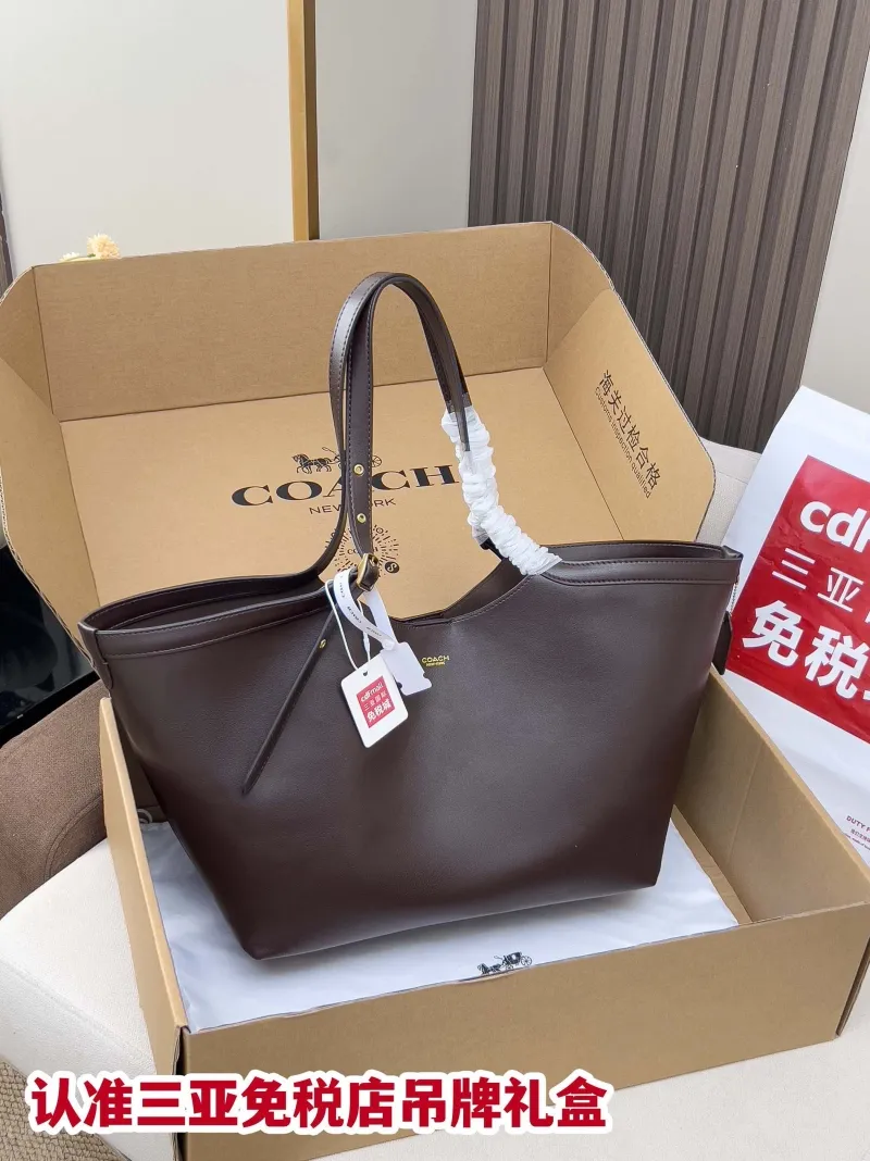 Coach Dark Brown Leather Tote Bag