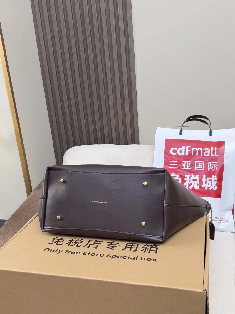 Coach Dark Brown Leather Tote Bag - Image 3