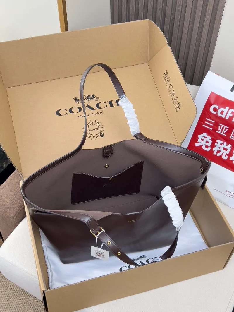 Coach Dark Brown Leather Tote Bag - Image 5