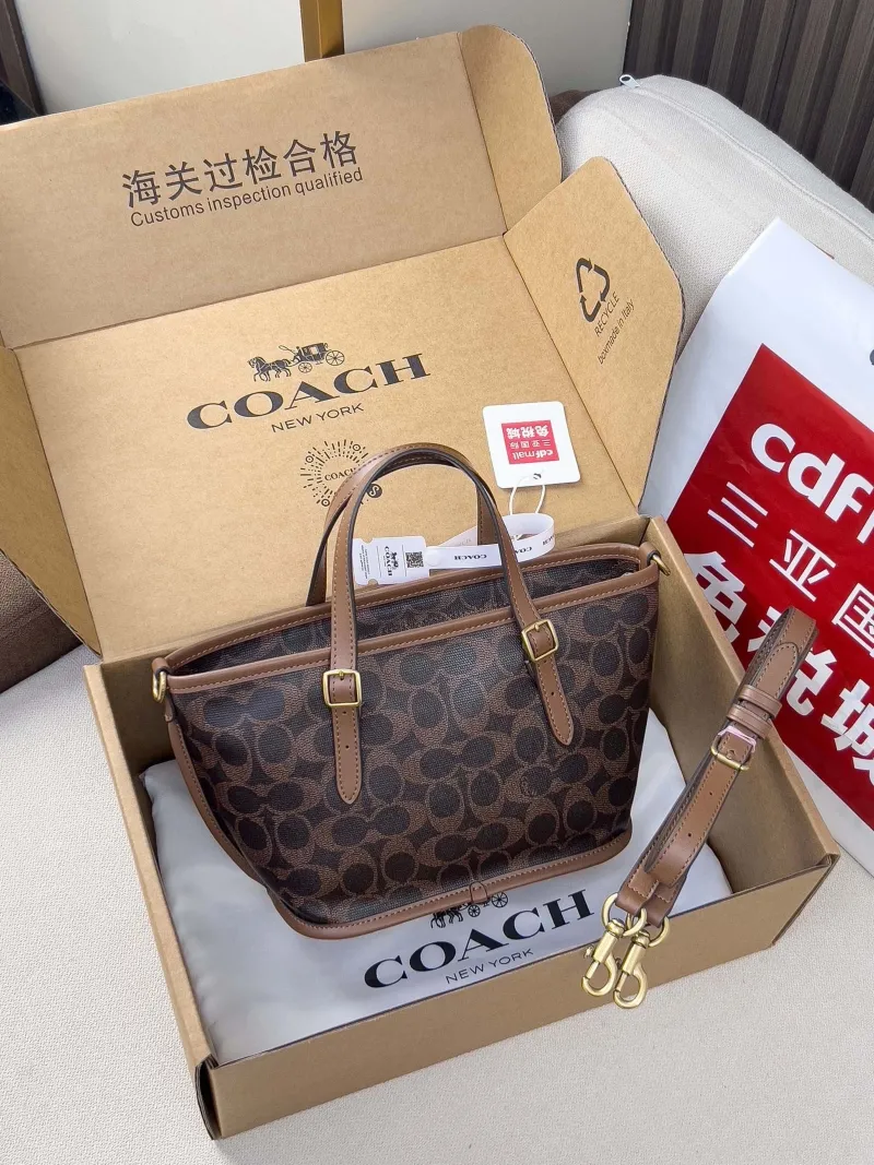 Alternative view of Coach Brown Signature Canvas Crossbody Tote Bag