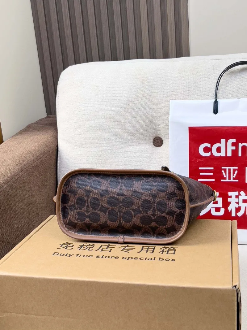 Coach Brown Signature Canvas Crossbody Tote Bag - Image 3