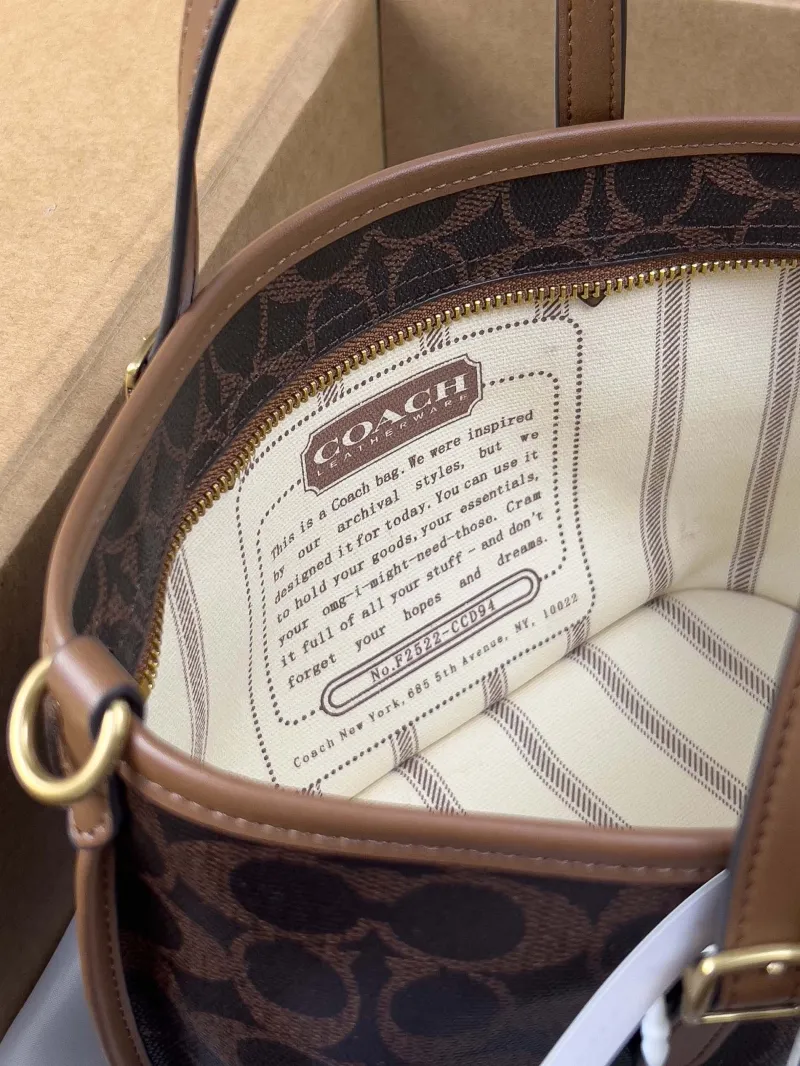 Coach Brown Signature Canvas Crossbody Tote Bag - Image 6