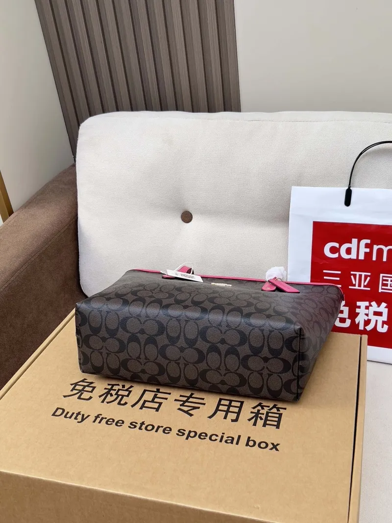 Coach Brown Pink Signature Tote Bag - Image 3