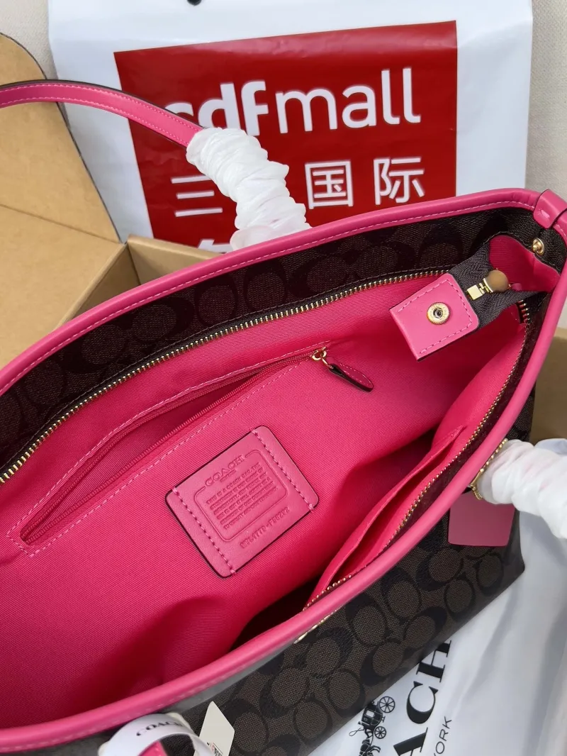 Coach Brown Pink Signature Tote Bag - Image 6