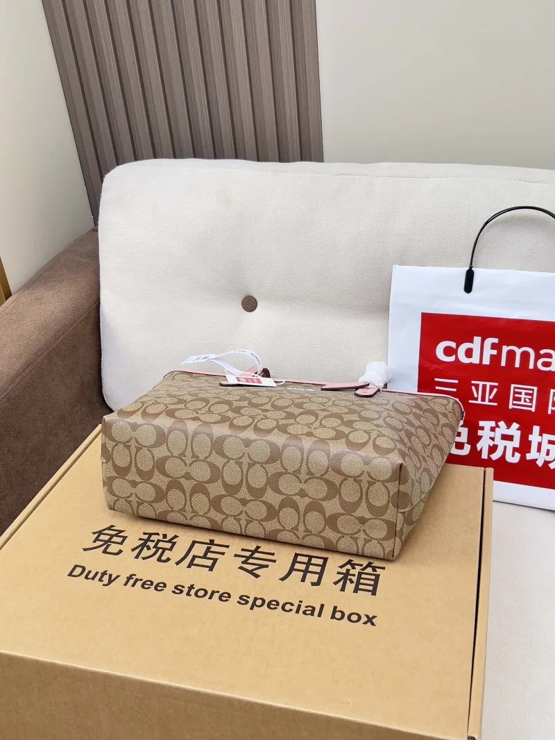 Coach Khaki Pink Signature Tote Bag - Image 3