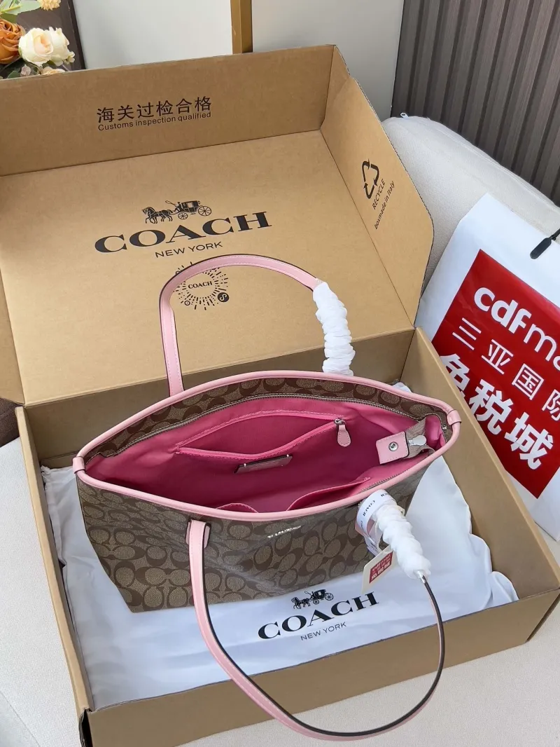 Coach Khaki Pink Signature Tote Bag - Image 5