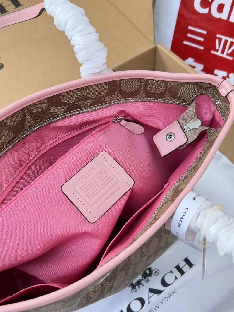 Coach Khaki Pink Signature Tote Bag - Image 6