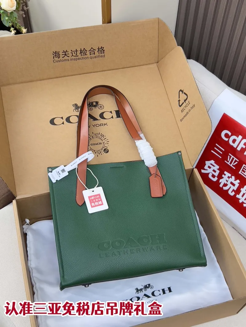 Coach Green Leather Tote Bag