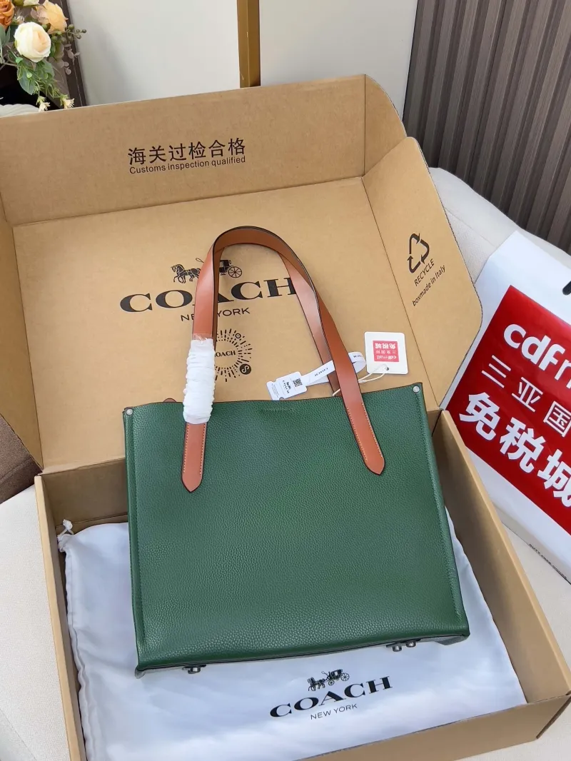 Alternative view of Coach Green Leather Tote Bag