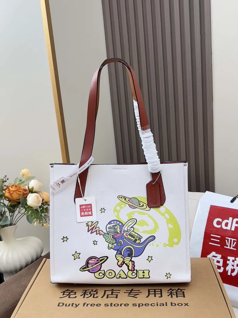 Coach White Space Dinosaur Tote Bag - Image 4