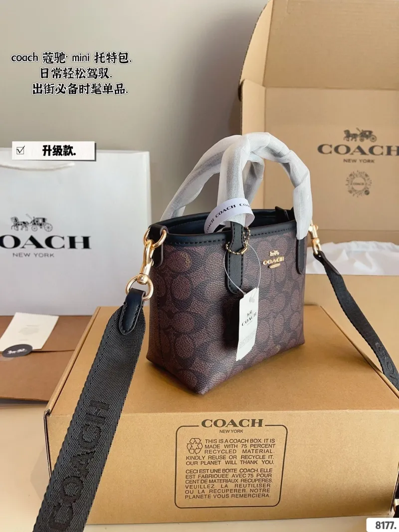 Coach Mini Tote Bag 8177 Dark Brown - Image 3