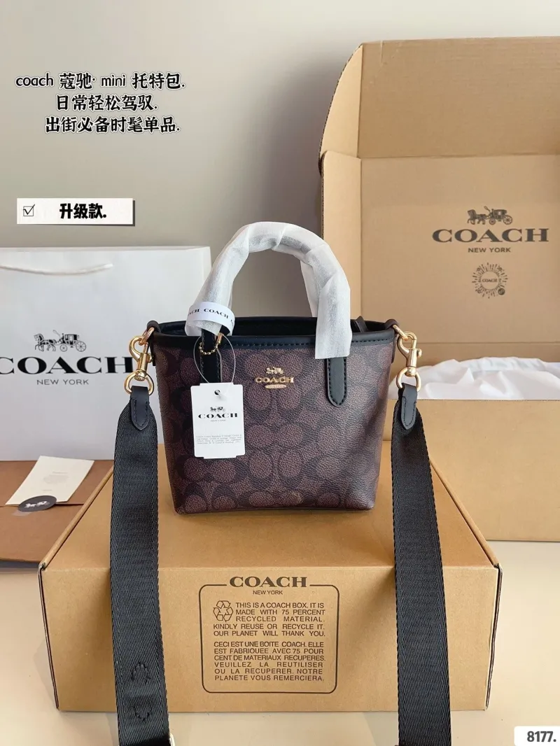 Coach Mini Tote Bag 8177 Dark Brown - Image 6