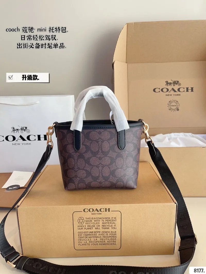 Coach Mini Tote Bag 8177 Dark Brown - Image 7
