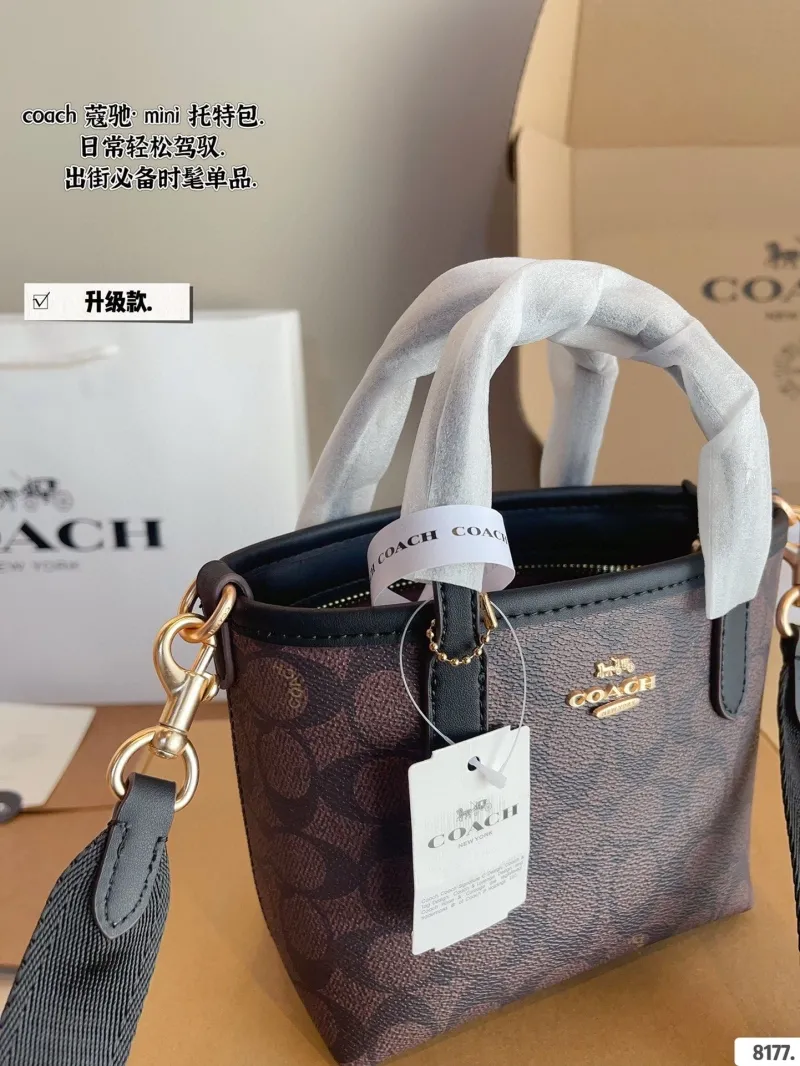 Coach Mini Tote Bag 8177 Dark Brown - Image 8