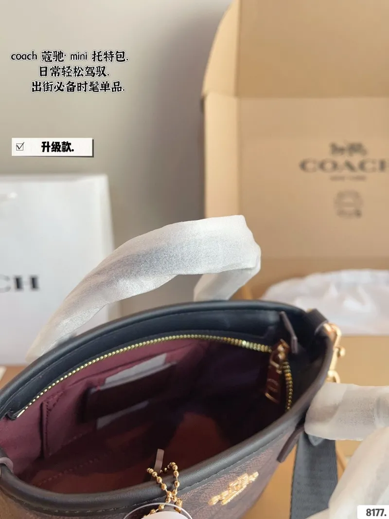 Coach Mini Tote Bag 8177 Dark Brown - Image 9