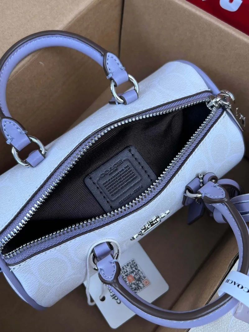 Coach White Lavender Mini Barrel Crossbody Bag - Image 6